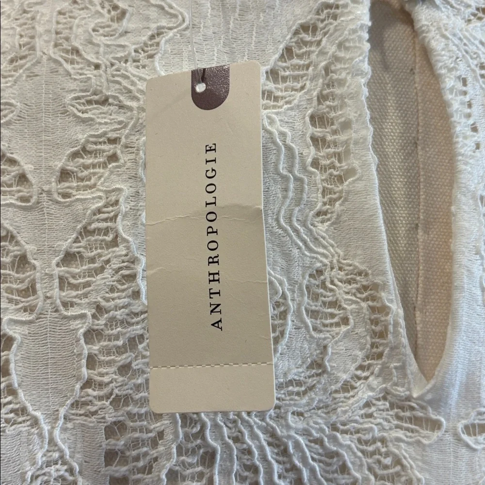 Anthropologie Waverly Grey Liberant White Lace Ruffle Sleeve Top size Small NWT
